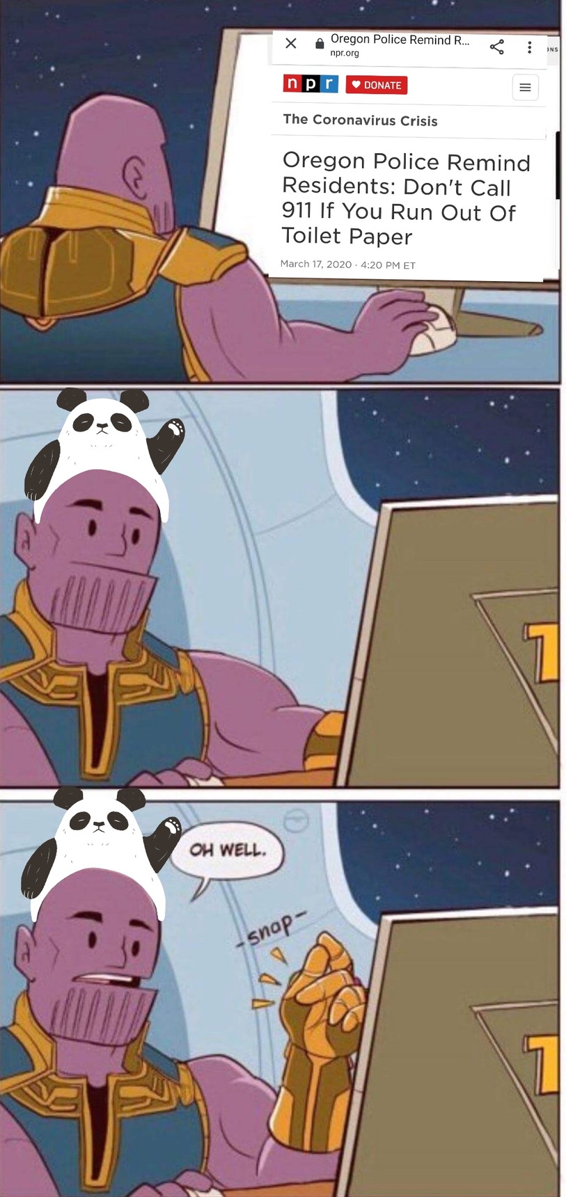 Thanos will get rid of humanity - meme