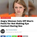 "Mulher raivosa corta pênis de homem por não fazer contato visual durante sexo"