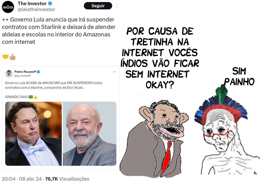 por coincidência o Lula tem muito mais votos entres as pessoas sem acesso a internet - meme