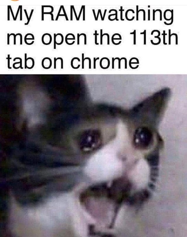 My RAM watching me open the 113th tab on Chrome - meme