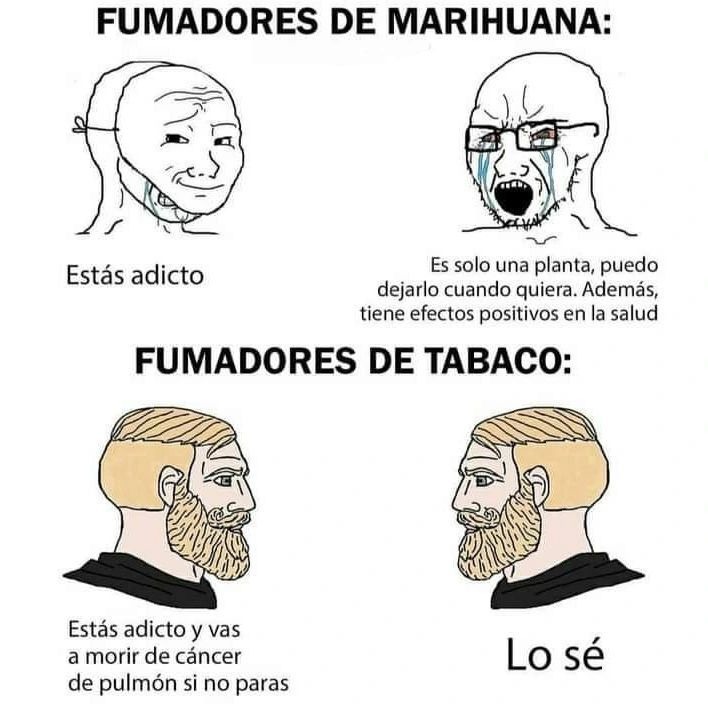Marihuana vs tabaco - meme