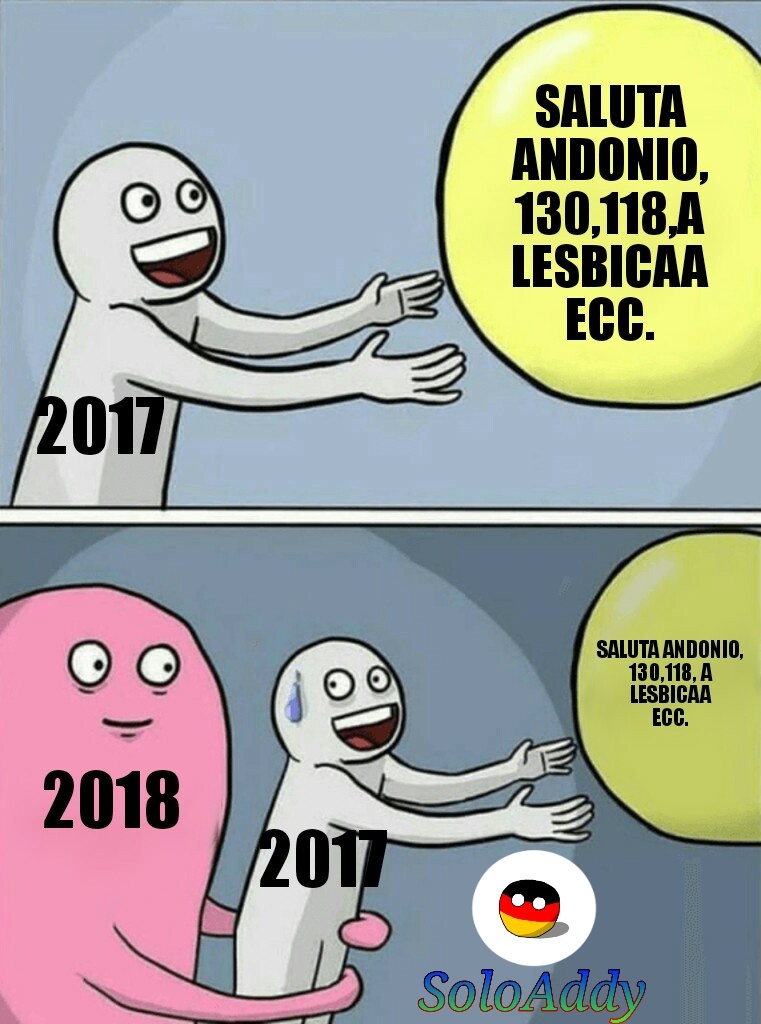 2017: Do you know Andonio ecc.? Yes/2018: Do you know Andonio? I never hear it - meme