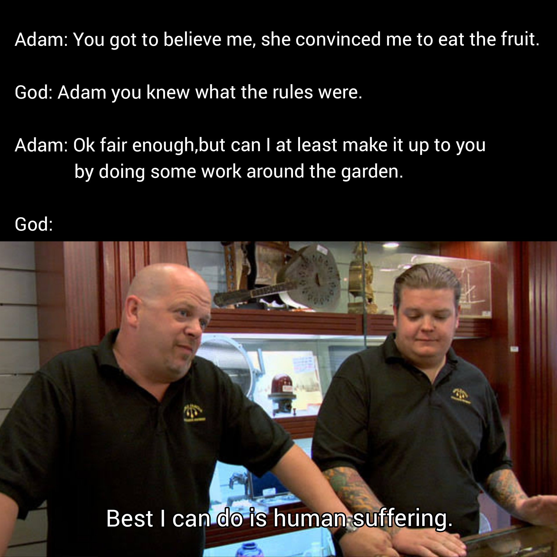 This is not a religious debate I thought it was just a funny take on adam and eve - meme