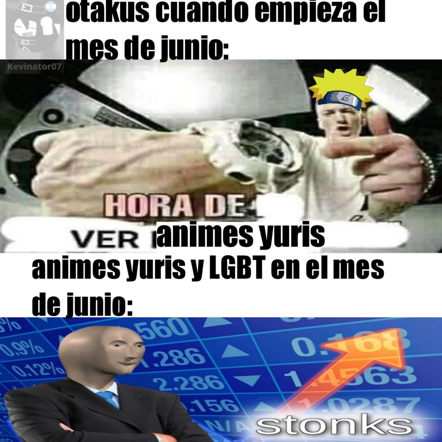 Animes LGBT en el mes de junio: stonks - meme