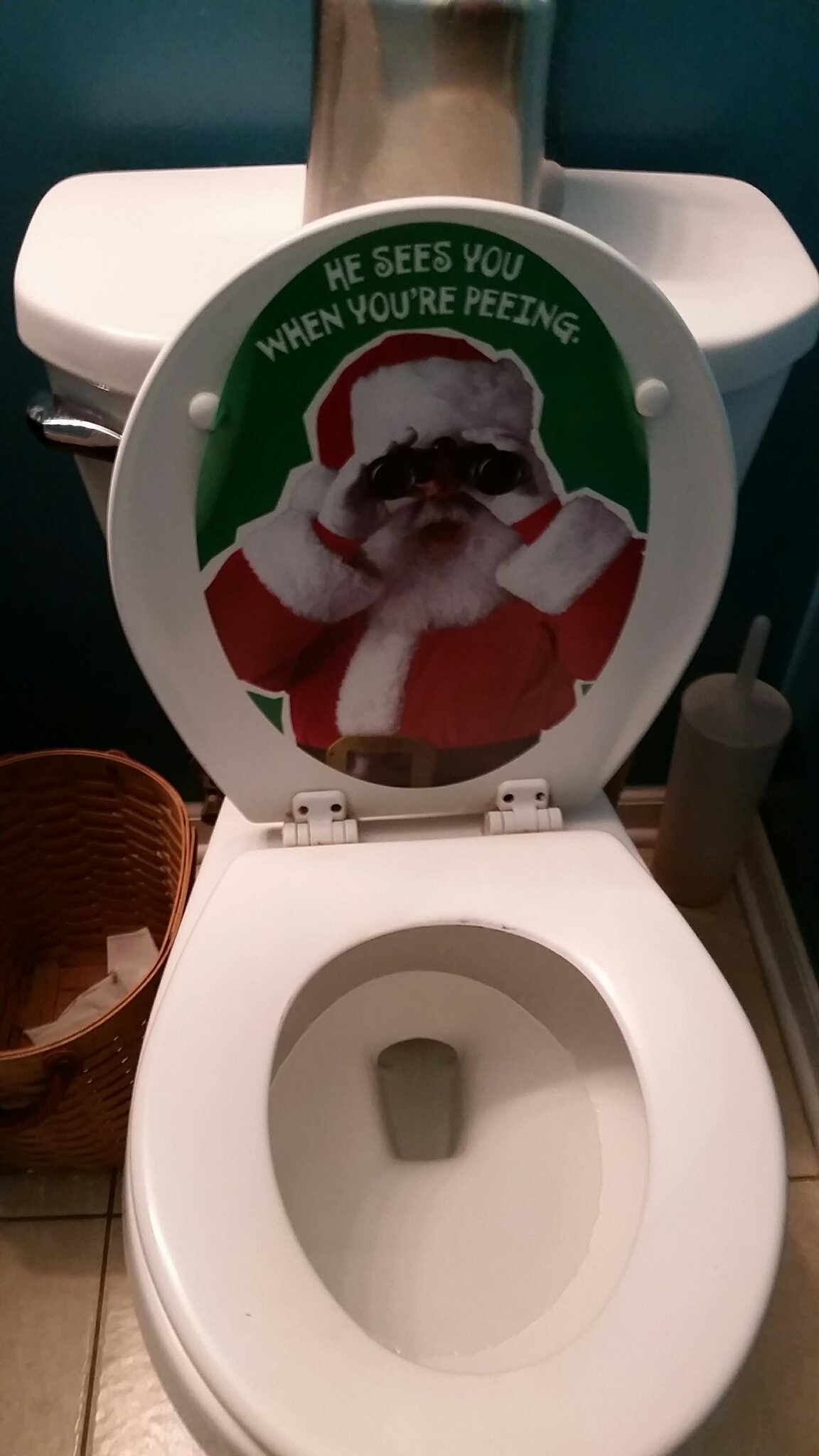 Cousin likes to decorate early.... had a heart attack when I turned on the bathroom light - meme