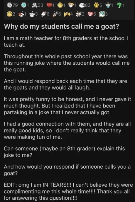 This teacher is the goat - meme