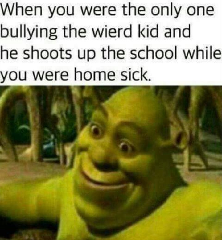 I know this is bad but school shooting memes just kill me!