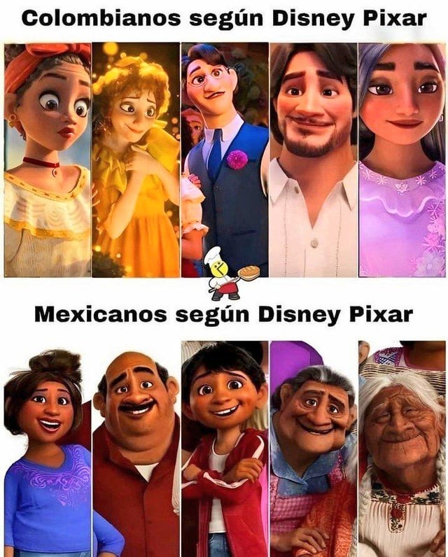 Colombianos y Mexicanos segun Disney pixar - meme
