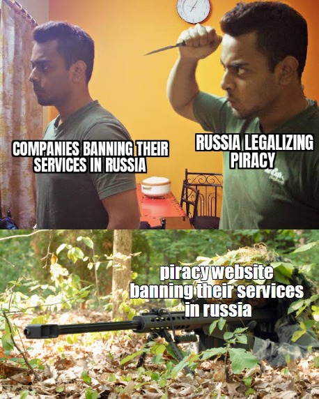 Every single US compan is banning their services in Russia - meme