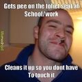 Good Guy Greg cleans toilets!