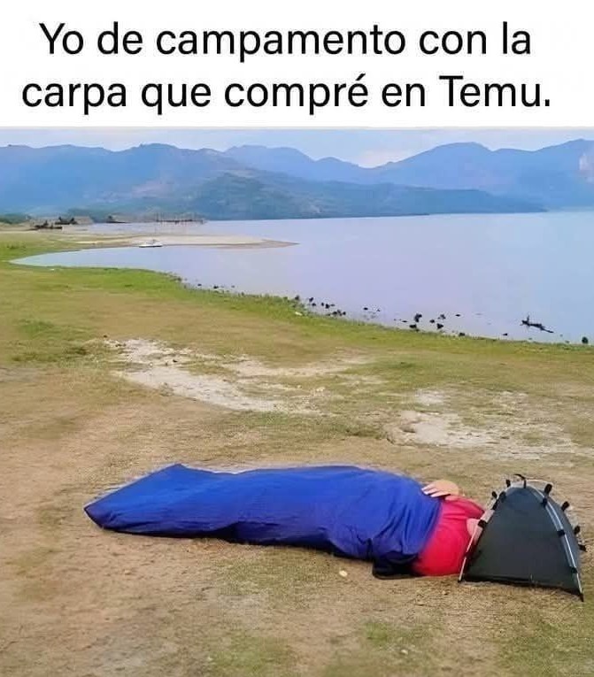 Tienda de campaña de Temu - meme