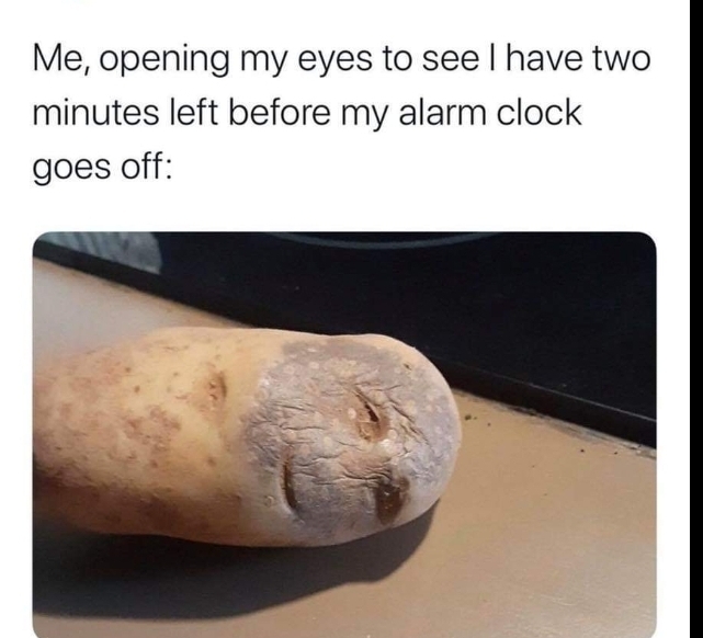 Well rested potato is a happy potato - meme