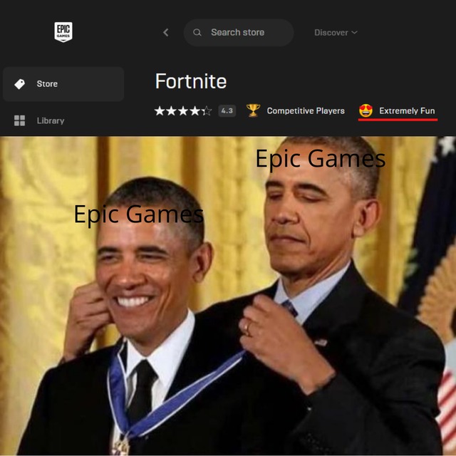 Fortnite extremely fun by Epic games - meme