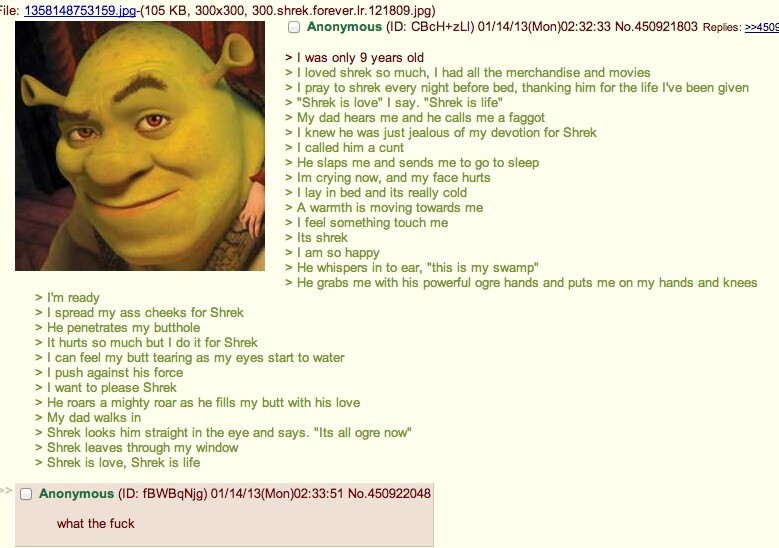 Its the original green text that started this up - meme