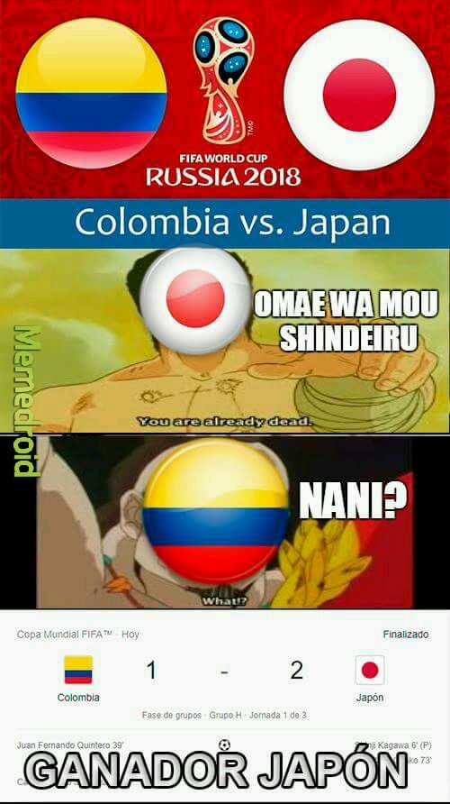 Japón v/s Colombia - meme