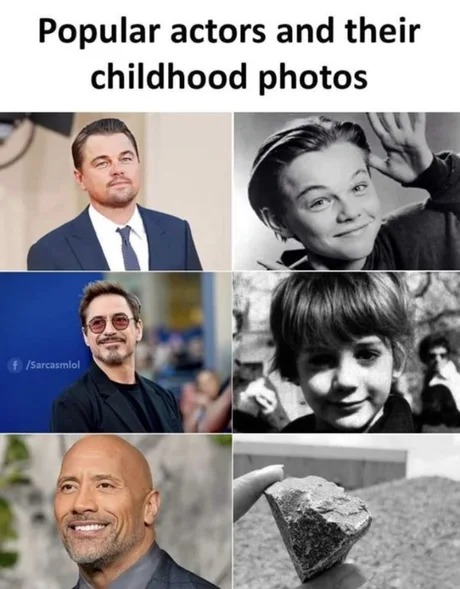 Popular actors and their childhood photos - meme