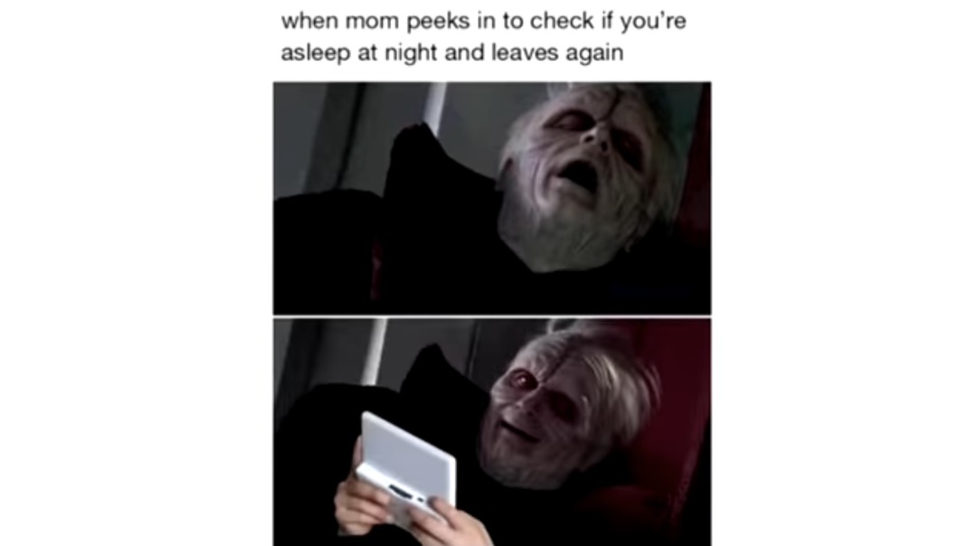 Playing video games when mum leaves - meme