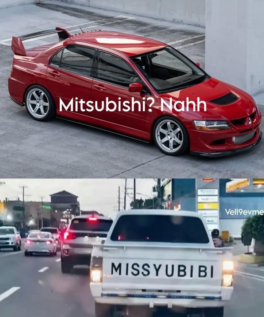 coche mitsubishi falso - meme