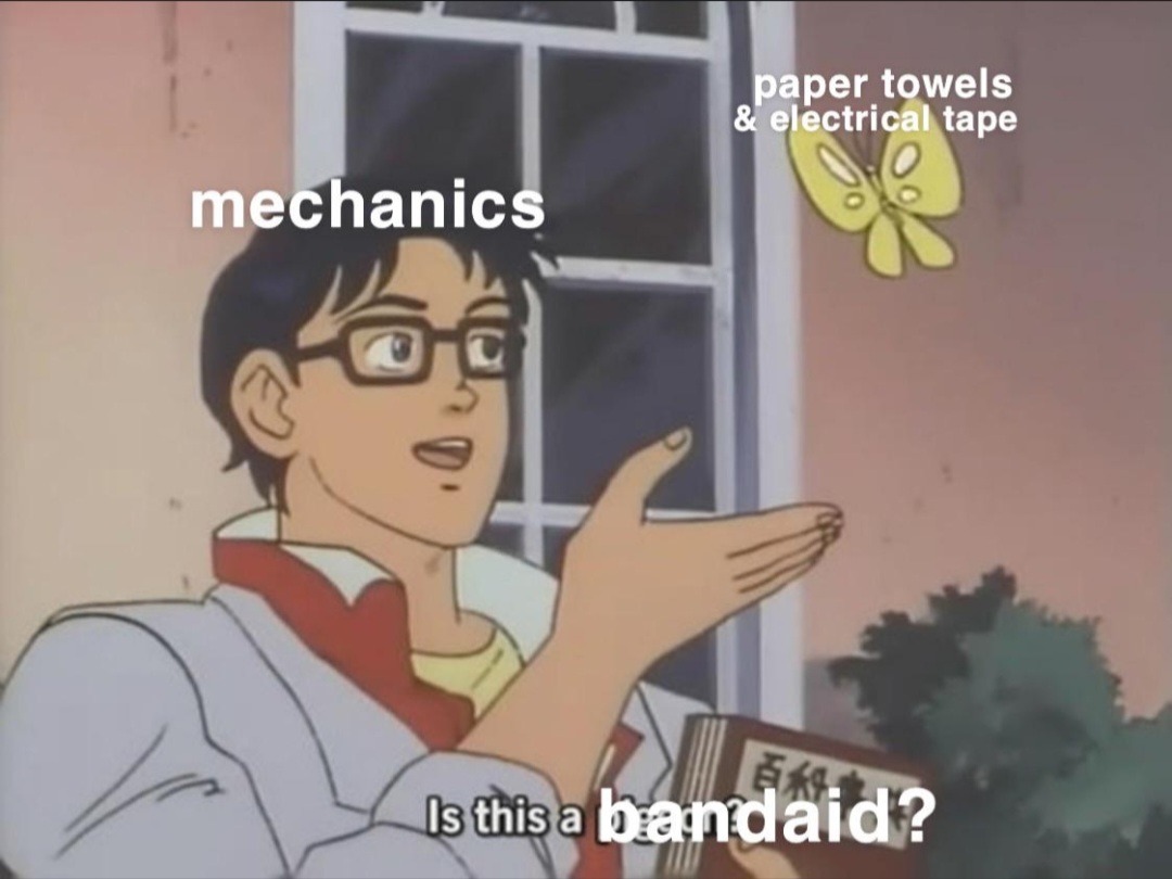 ﻿paper towels & electrical tape mechanics Is thisa bandaid?