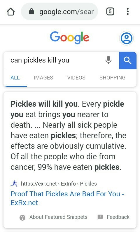 Pickles can kill you - meme