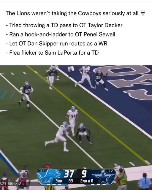 Lions playing with the Cowboys - meme