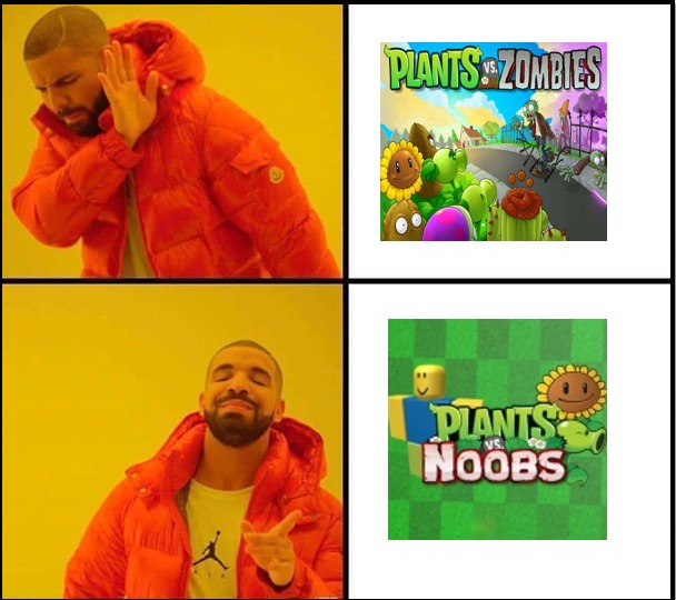 Contexto: Plants vs Noobs es un juego de roblox que es como plantas vs zombies pero en roblox - meme