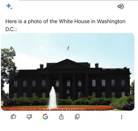 Google Gemini when you ask a photo of the White House - meme