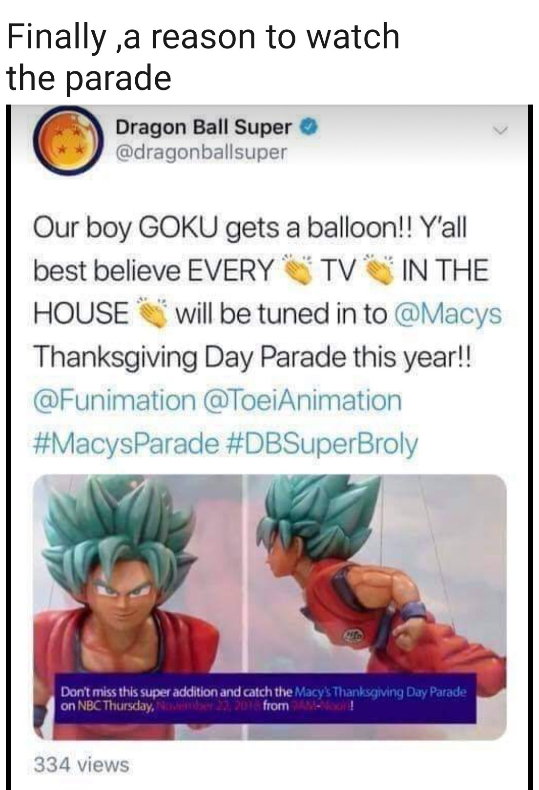 Goku even saves Thanksgiving - meme