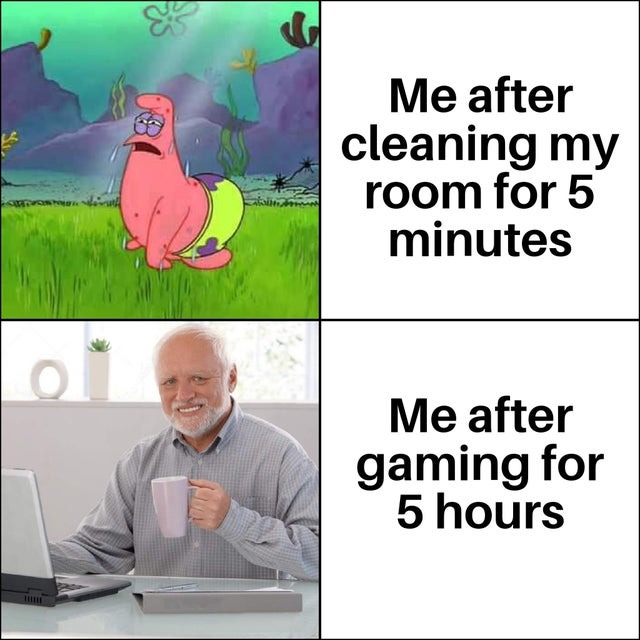 Cleaning before gaming - meme