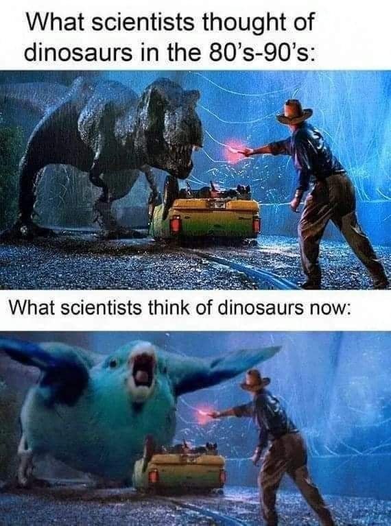 dinosaurs in the 80s vs now - meme