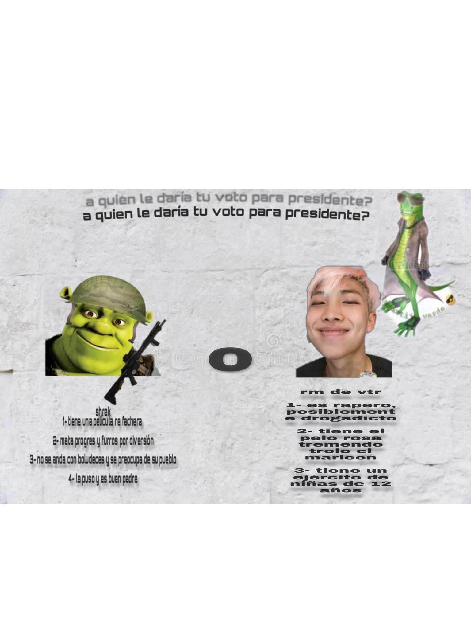 El título voto por shrek  (perdón, edite mal las letras de Shrek) - meme