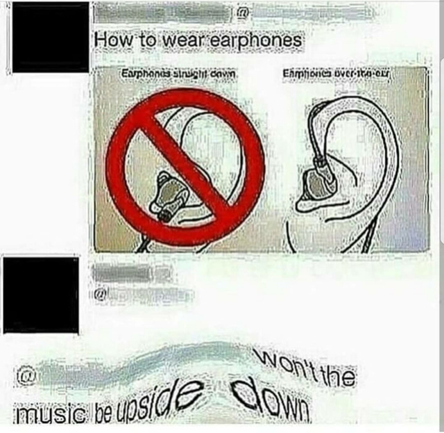 How to wear earphones - meme
