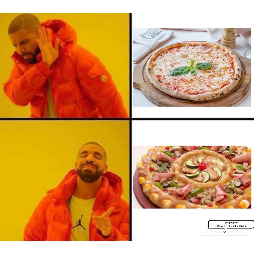 Piezas normales VS pizzas raras - meme