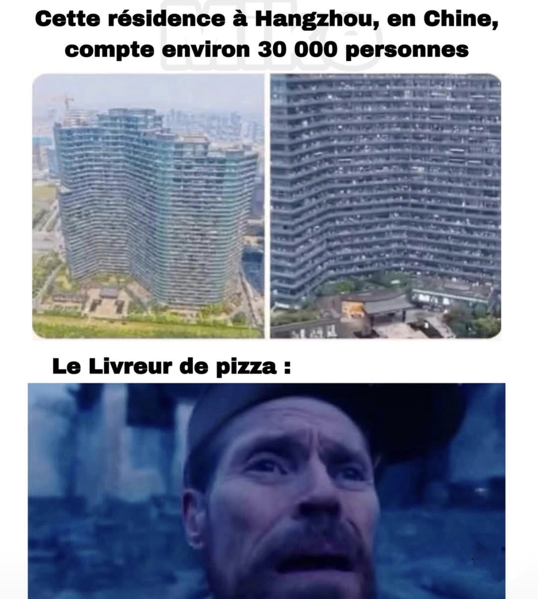Résidence à Hangzhou, en Chine, 30 000 personnes et le livreur de pizza débarque - meme