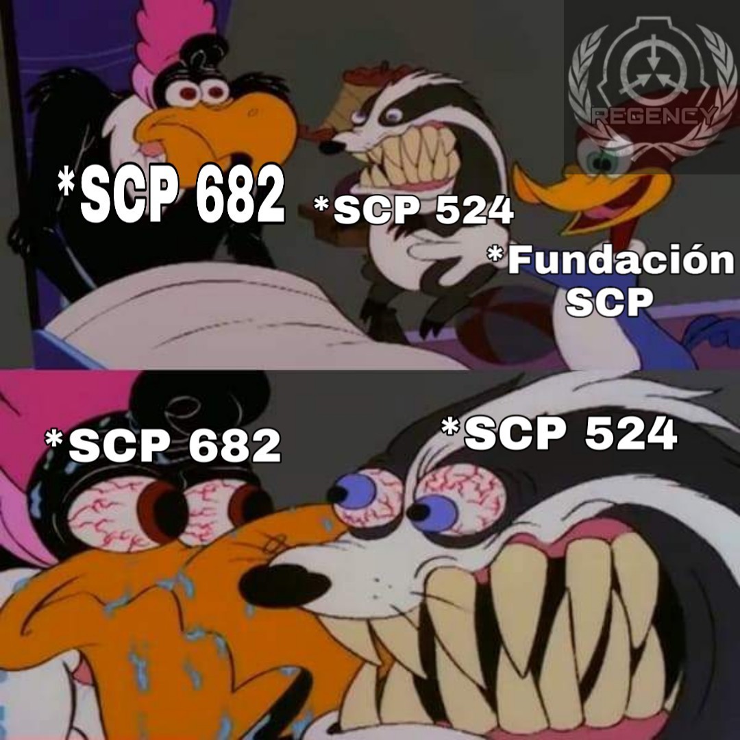 Explicación: El SCP 524 es un conejo omnivoro y una vez casi se come al 682 XD - meme