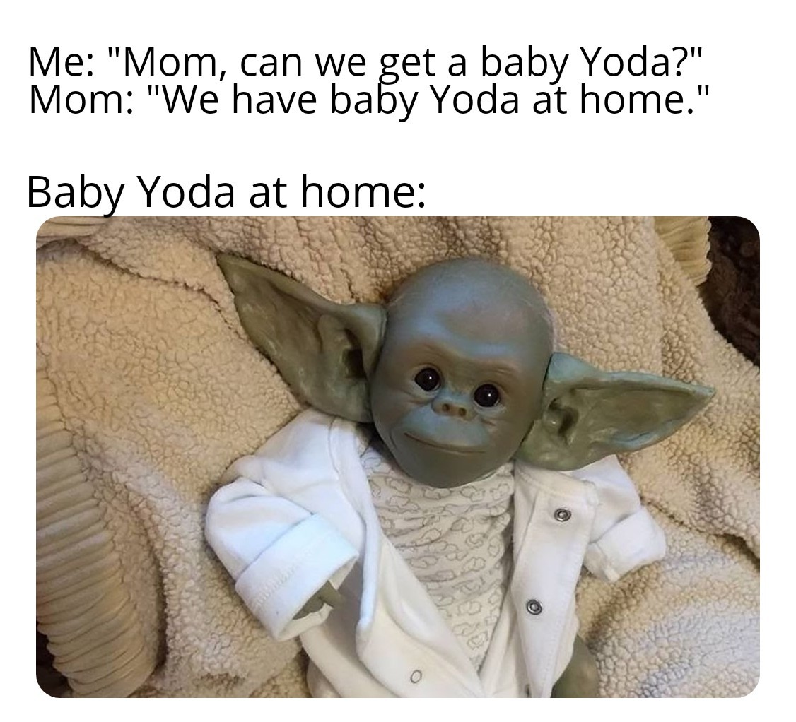 Baby Yoda... At home. - meme