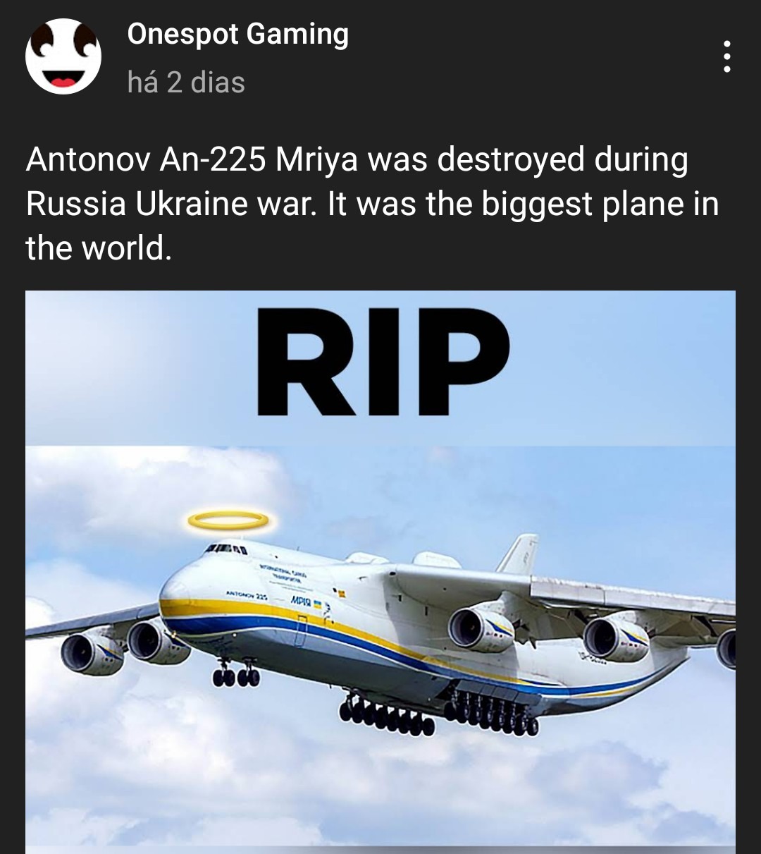 O maior avião do mundo foi destruído durante a guerra na Ucrânia - meme