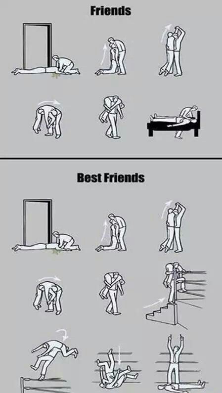 Good friends vs best friend - meme