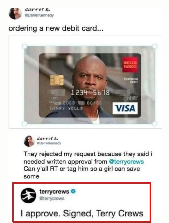 I want a Terry Crews debit card - meme