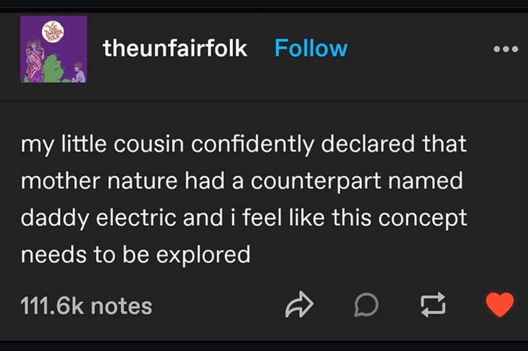 Mother Nature and Daddy Electric, the dynamic duo we need - meme
