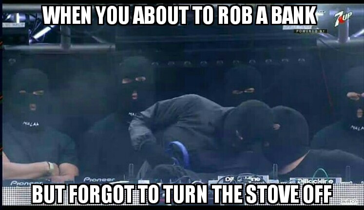 Dj rob bank mask ski robber funny - meme