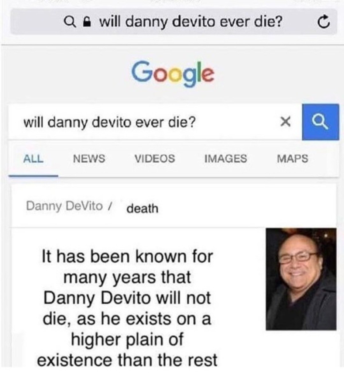 DeVito will live FOREVER - meme