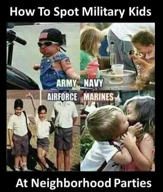 How to spot military kids at parties - meme