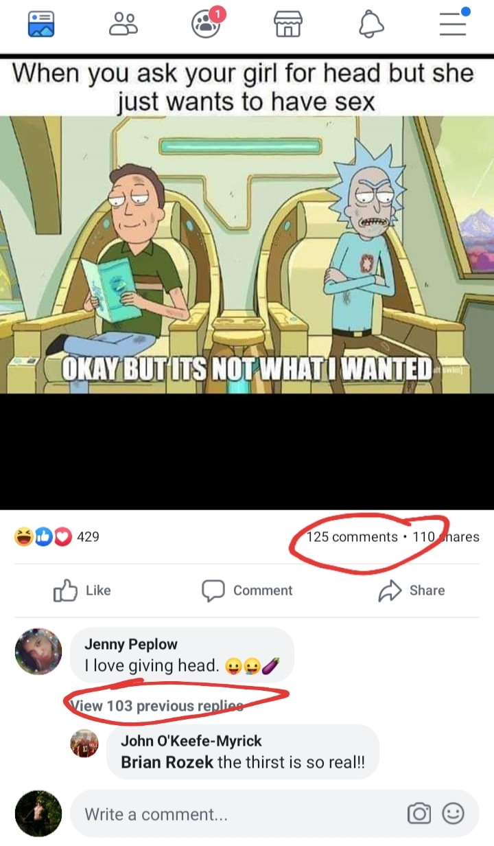 125 comments and 103 are about this chick - meme