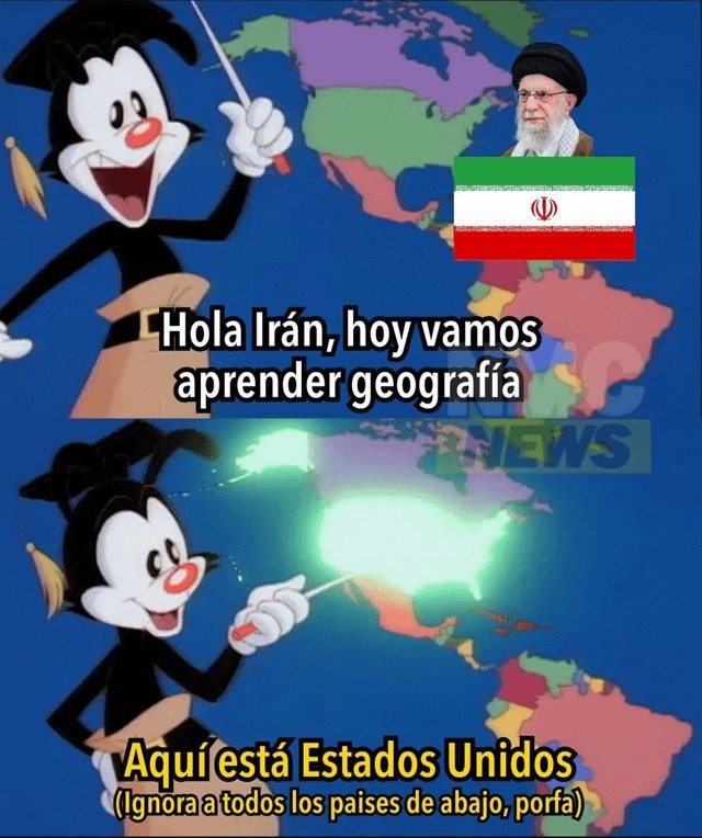 hola irán aprende geografía versión made in USA - meme