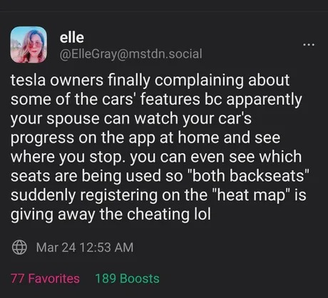 Tesla cars are giving away cheating - meme