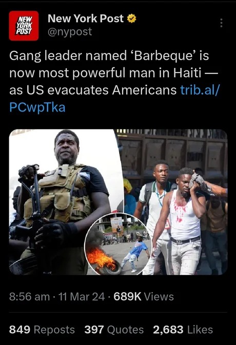 Haiti is ruled by a gang now - meme