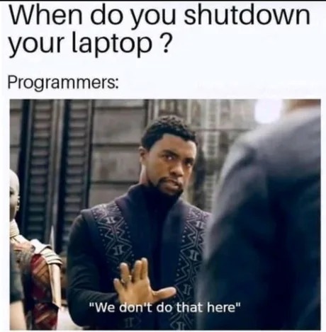 Do you shutdown your laptop? - meme