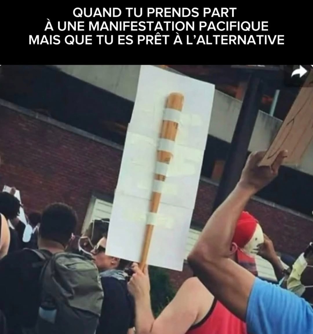 Manif pacifique mais t'es prêt au chaos - meme