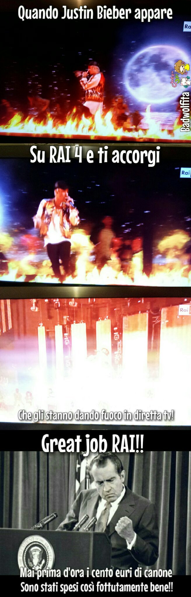 Justin Bieber bruciato al rogo in diretta tv - meme